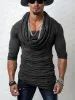 Stretch Slim Fit Drape Collar Top sold by Coofandy