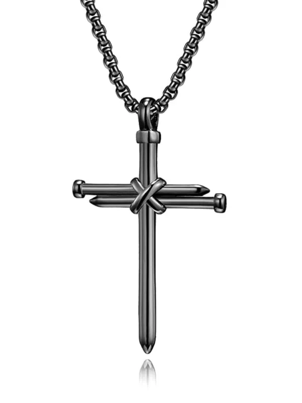 Vintage Nail Cross Pendant with Chain sold by Coofandy