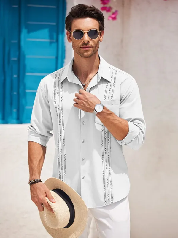 Casual Summer Beach Guayabera Shirt (US Only) sold by Coofandy