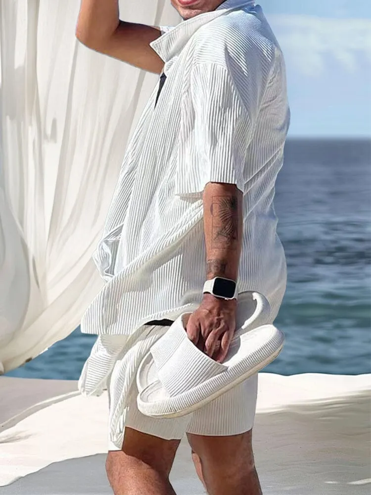 Lightweight Drape Button Down Shirt Set sold by Coofandy product image thumbnail 3