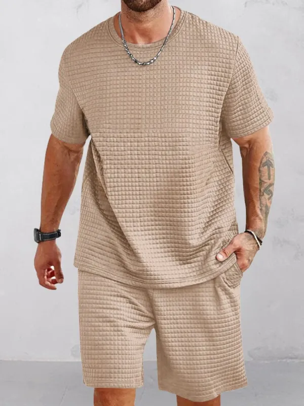 Casual Simple Waffle Tracksuit Set sold by Coofandy