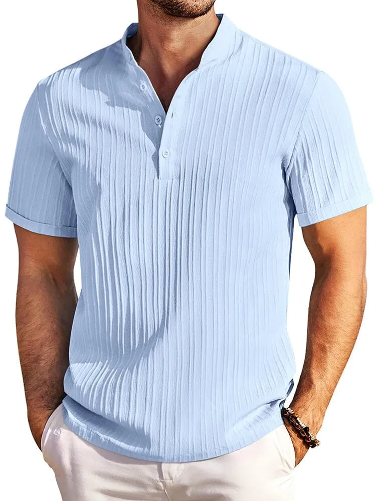 Casual Textured Henley T-Shirt (US Only) sold by Coofandy product image thumbnail 4