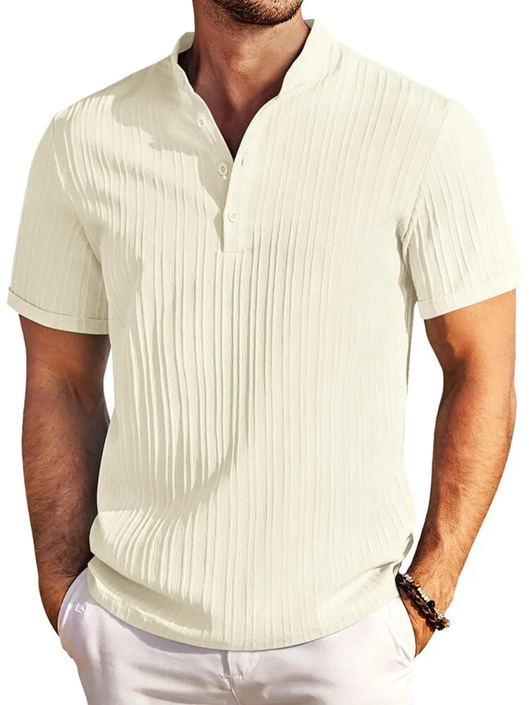Casual Textured Henley T-Shirt (US Only) sold by Coofandy product image thumbnail 5