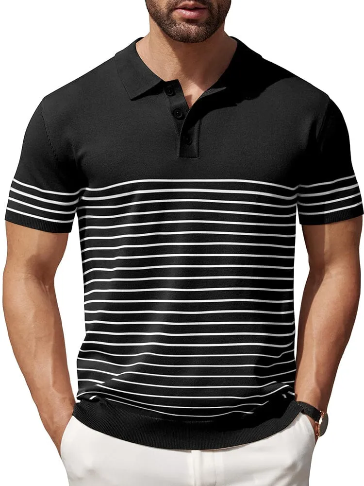 Casual Stripe Knit Polo Shirt (US Only) sold by Coofandy product image thumbnail 5
