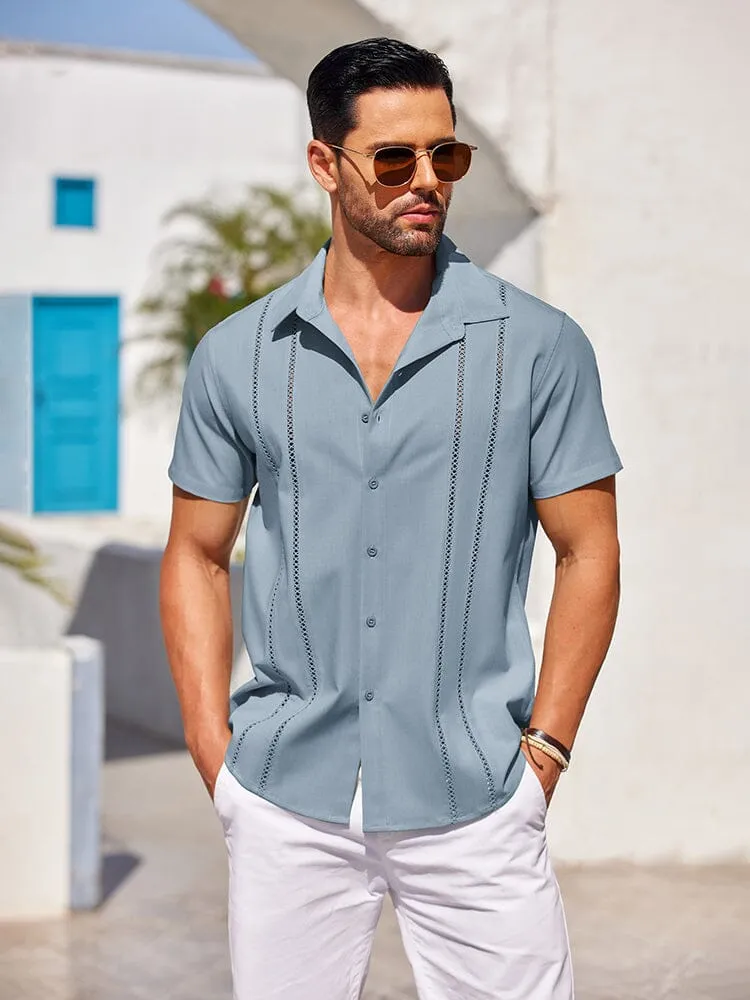 Casual Button Down Cuban Guayabera Shirt (US Only) sold by Coofandy