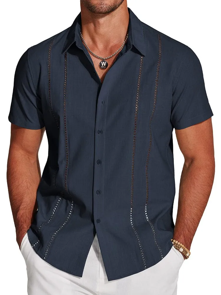 Casual Button Down Cuban Guayabera Shirt (US Only) sold by Coofandy product image thumbnail 5