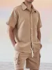 Leisure Texture 2-Piece Shirt Set sold by Coofandy