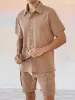 Leisure Texture 2-Piece Shirt Set sold by Coofandy