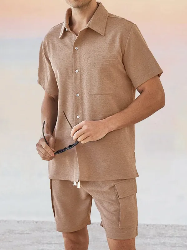 Leisure Texture 2-Piece Shirt Set sold by Coofandy