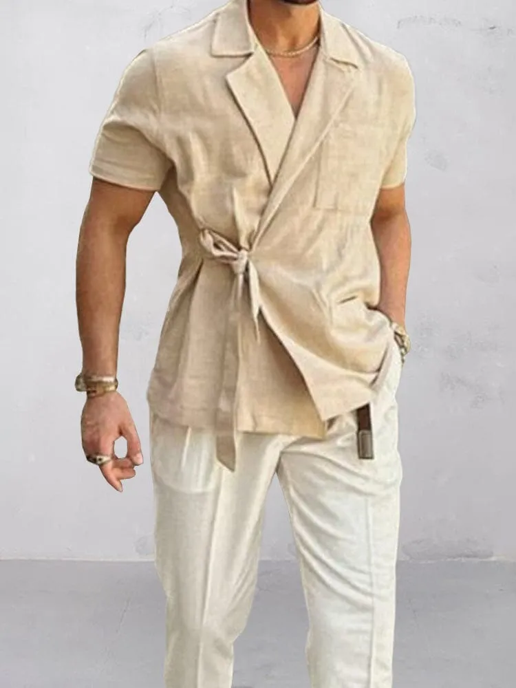 Stylish Slant Placket Tied Shirt sold by Coofandy product image thumbnail 4