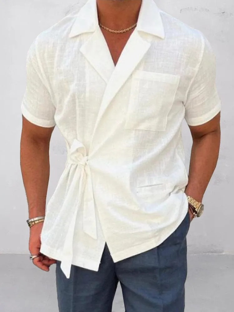 Stylish Slant Placket Tied Shirt sold by Coofandy product image thumbnail 2