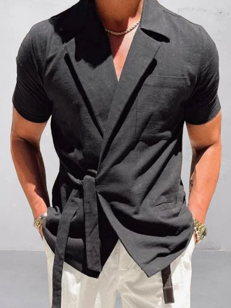 Stylish Slant Placket Tied Shirt sold by Coofandy product image thumbnail 3