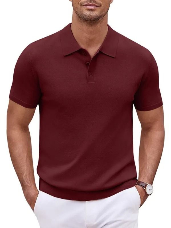 Classic Solid Color Knit Polo Shirt (US Only) sold by Coofandy