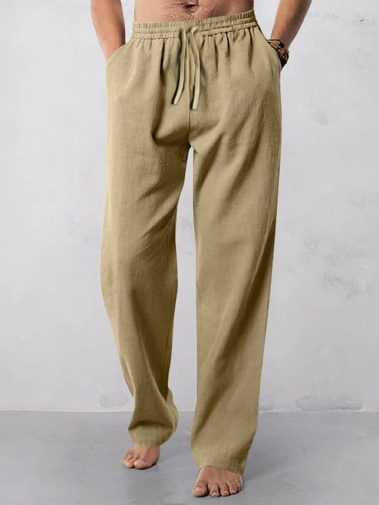 Casual Straight-Leg Cotton Linen Pants sold by Coofandy