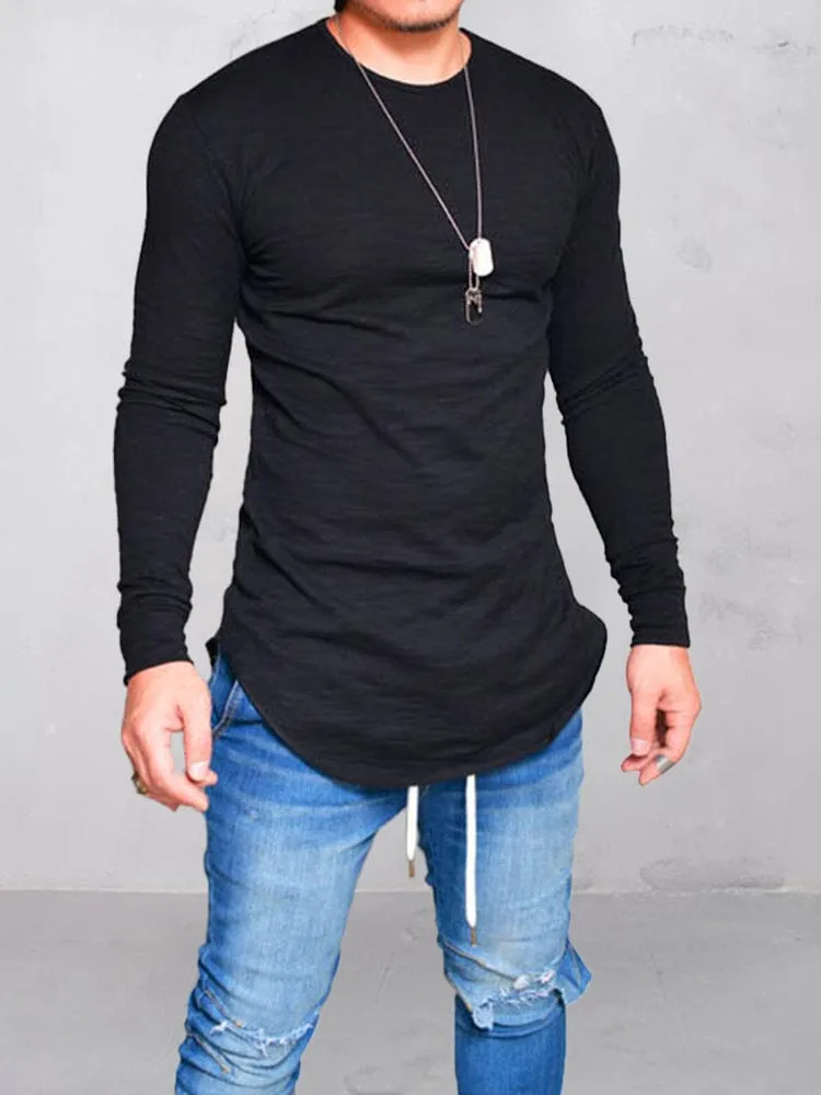 Stylish Curved Hem T-Shirt sold by Coofandy product image thumbnail 2