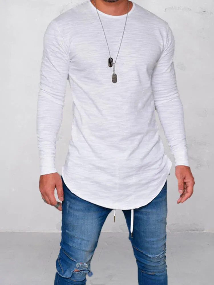 Stylish Curved Hem T-Shirt sold by Coofandy