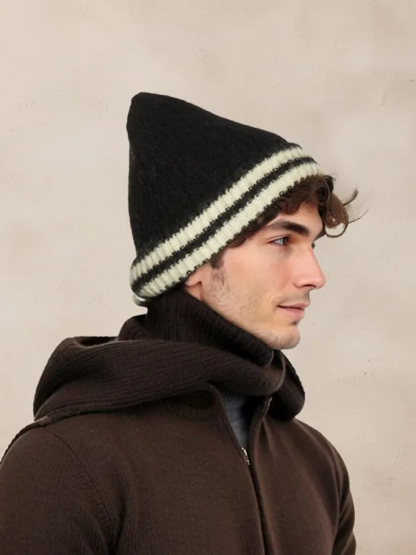 Warm Aesthetic Striped Knit Beanie sold by Coofandy