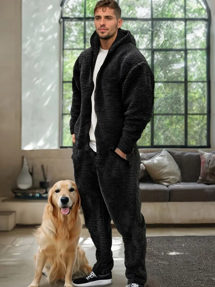 Comfy Polar Fleece Hooded Jumpsuit sold by Coofandy product image thumbnail 2