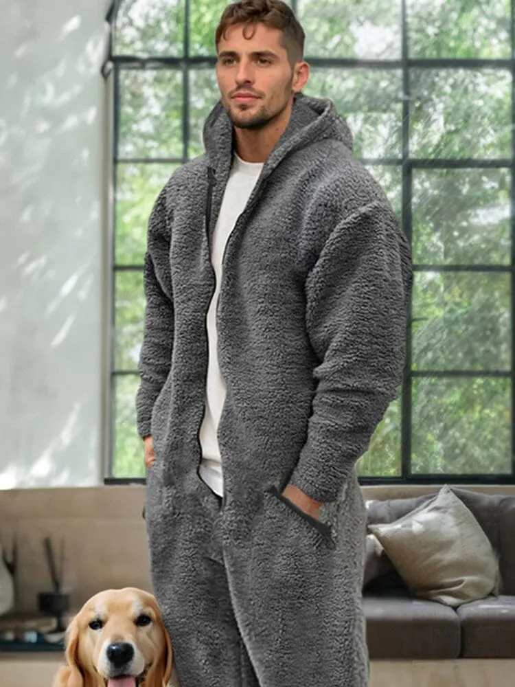 Comfy Polar Fleece Hooded Jumpsuit sold by Coofandy product image thumbnail 4