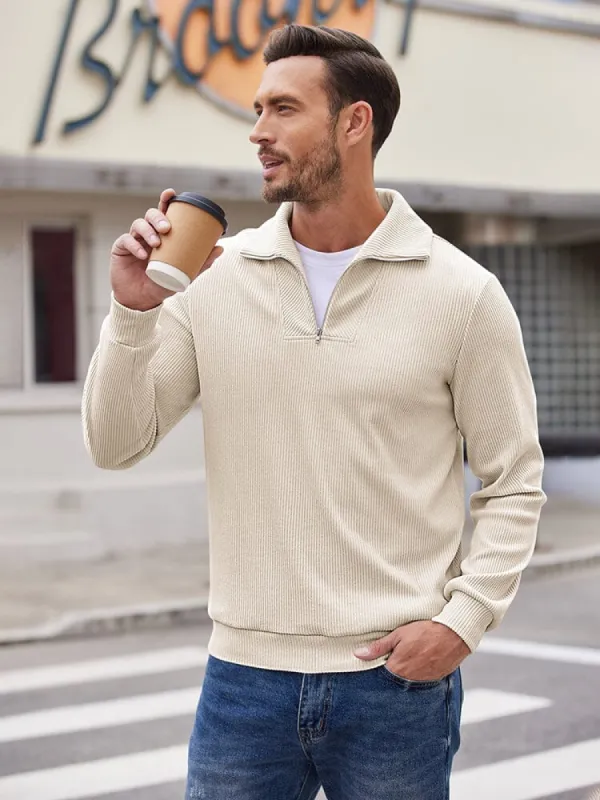 Casual Corduroy Polo Collar Pullover (US Only) sold by Coofandy