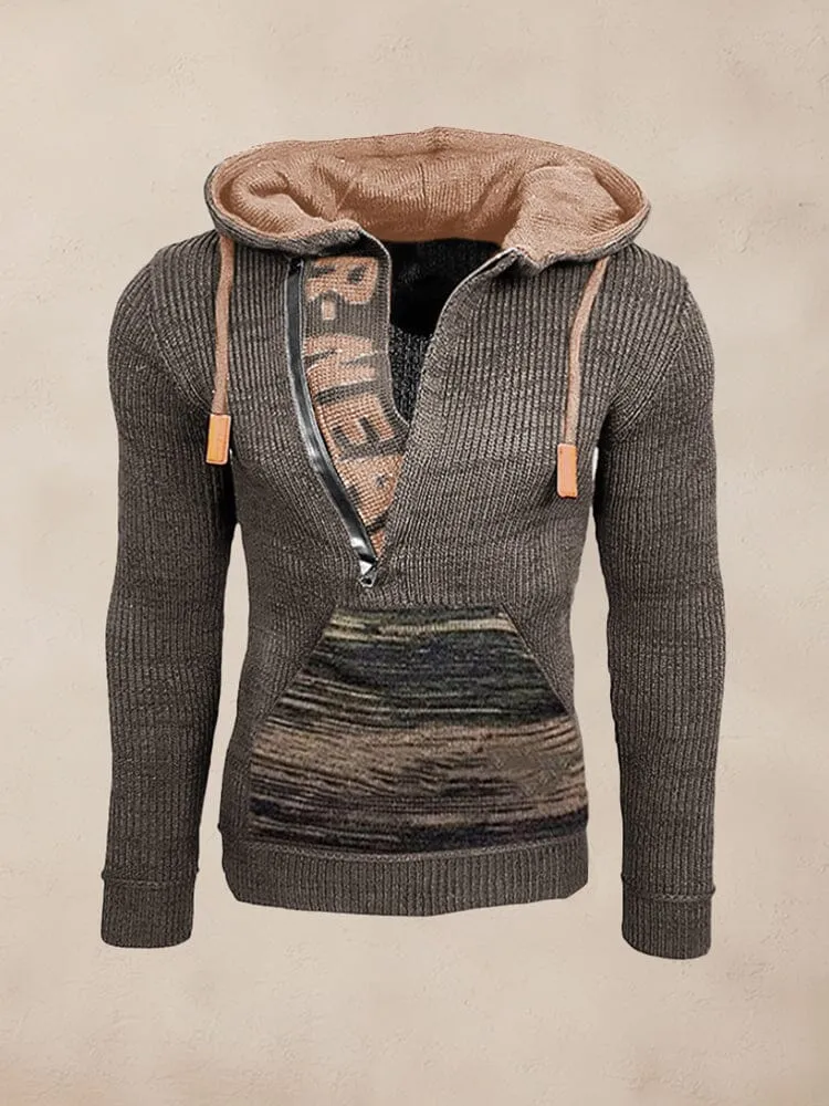 Stylish Splicing Knit Pullover Hoodie sold by Coofandy product image thumbnail 2