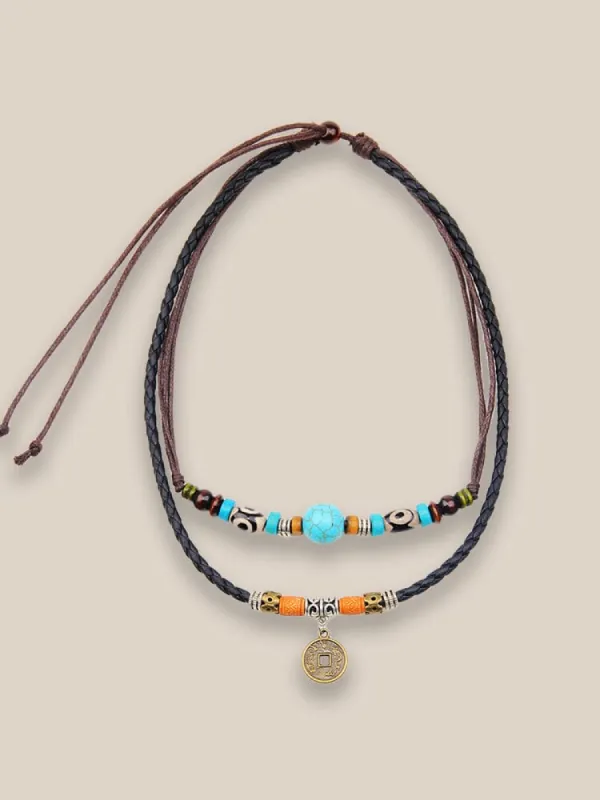 Faux Turquoise Bead Coin Pendant Accessory sold by Coofandy