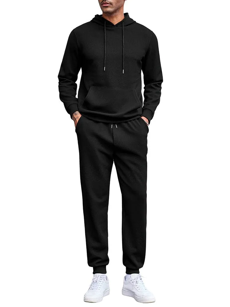 Waffle 2-Piece Hoodie Jogging Set (US Only) sold by Coofandy product image thumbnail 3