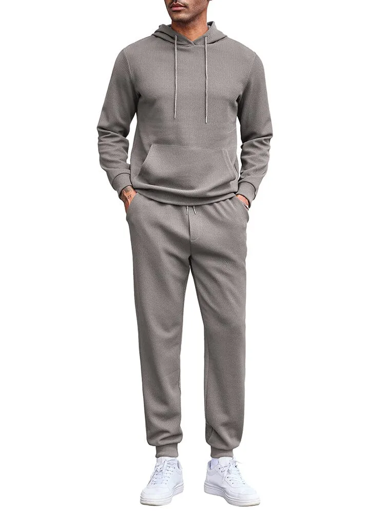 Waffle 2-Piece Hoodie Jogging Set (US Only) sold by Coofandy product image thumbnail 2