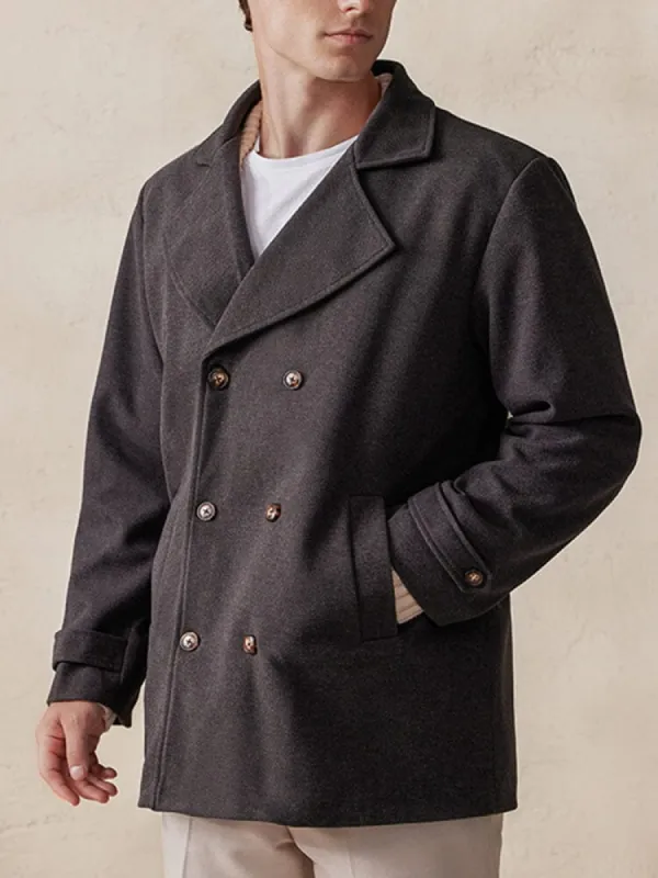 Lapel Double-Breasted Tweed Coat sold by Coofandy