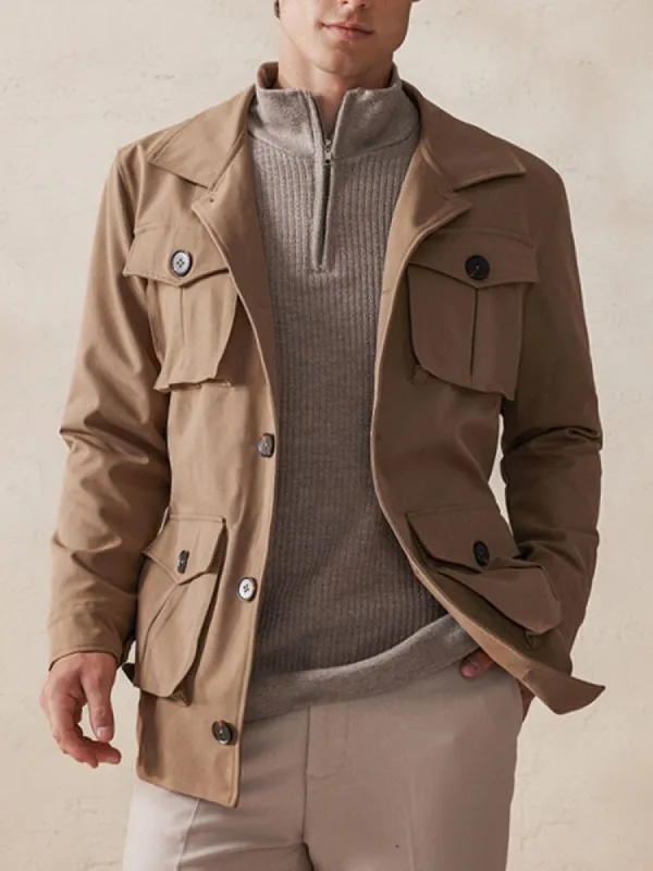 Vintage Cargo Trench Jacket with Belt sold by Coofandy