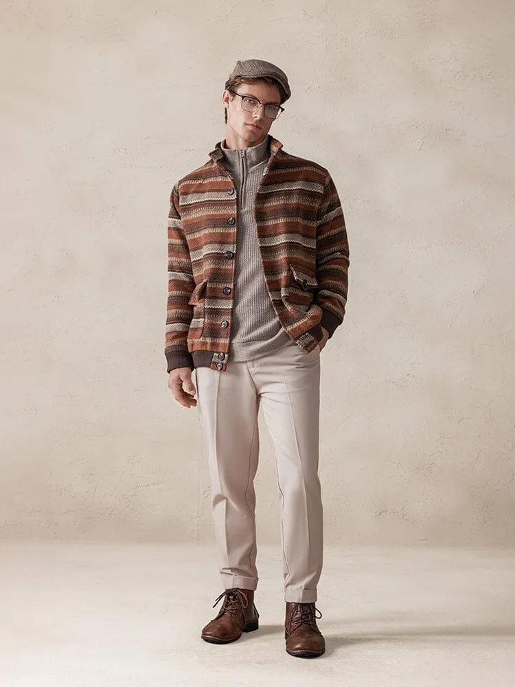 Vintage Stripe Tweed Jacket sold by Coofandy product image thumbnail 4