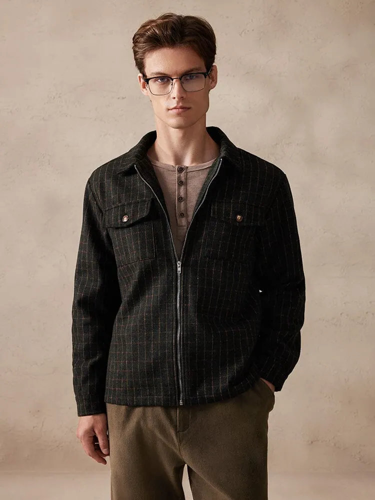 Plaid Wool-Blend Jacket sold by Coofandy product image thumbnail 2