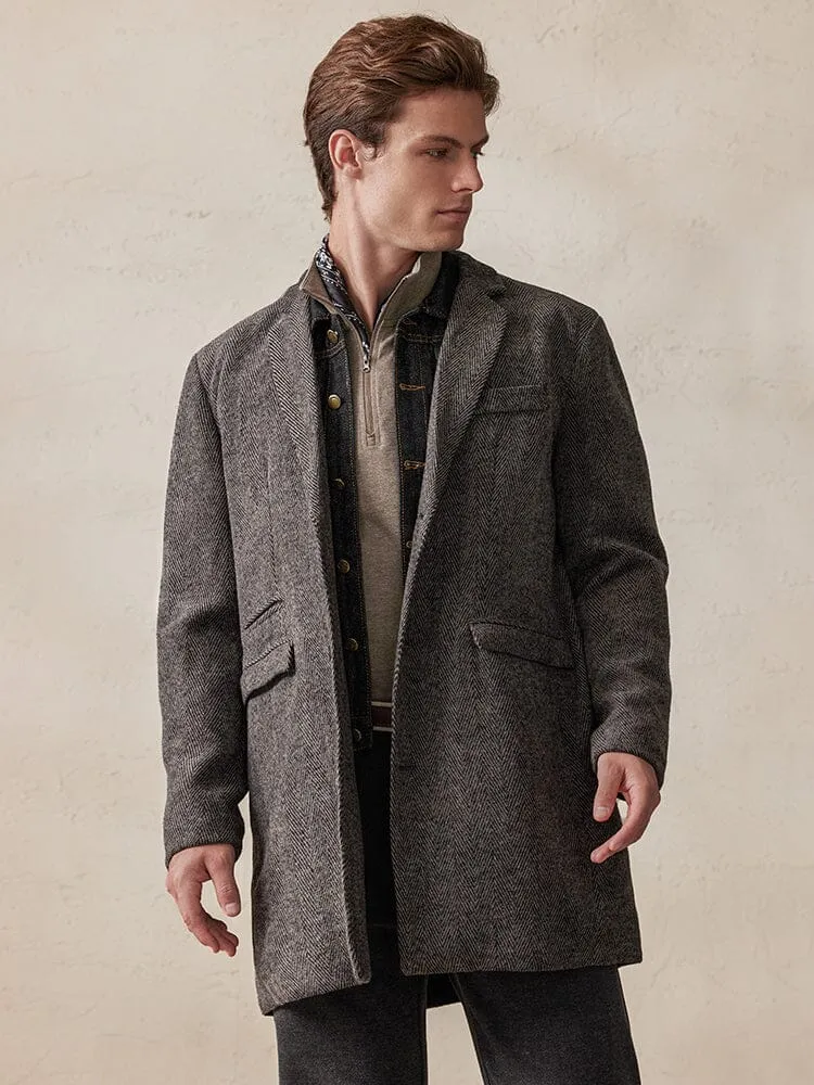 Vintage Herringbone Tweed Coat sold by Coofandy product image thumbnail 4