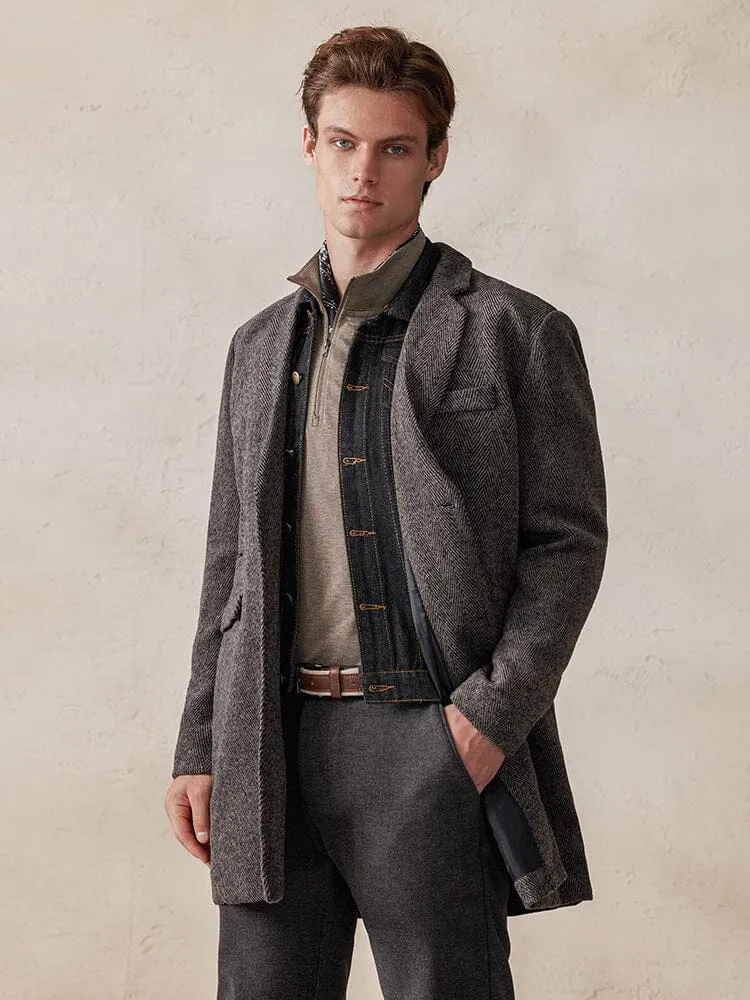 Vintage Herringbone Tweed Coat sold by Coofandy product image thumbnail 2