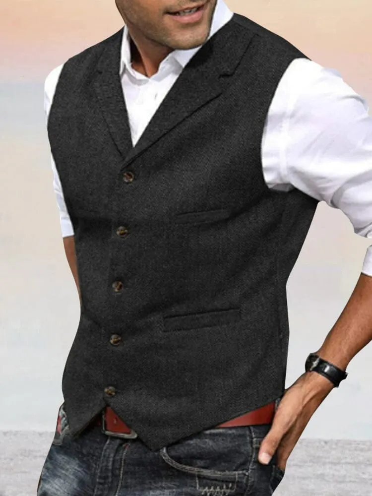 Herringbone Tweed Suit Vest sold by Coofandy product image thumbnail 5