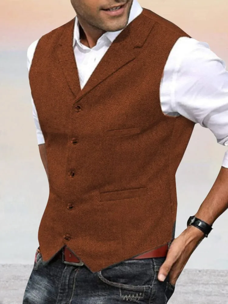 Herringbone Tweed Suit Vest sold by Coofandy product image thumbnail 3