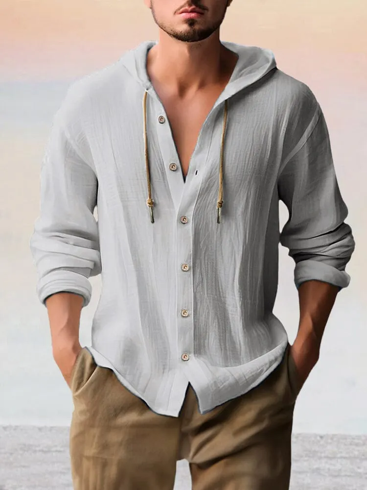 Casual Cotton Linen Hooded Top sold by Coofandy product image thumbnail 4