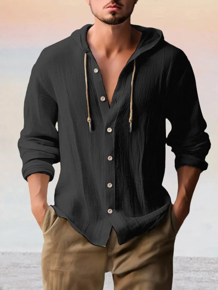 Casual Cotton Linen Hooded Top sold by Coofandy product image thumbnail 2