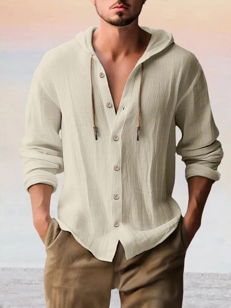Casual Cotton Linen Hooded Top sold by Coofandy product image thumbnail 3