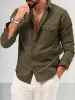 Casual Double Pockets Solid Shirt sold by Coofandy