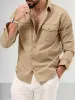 Casual Double Pockets Solid Shirt sold by Coofandy
