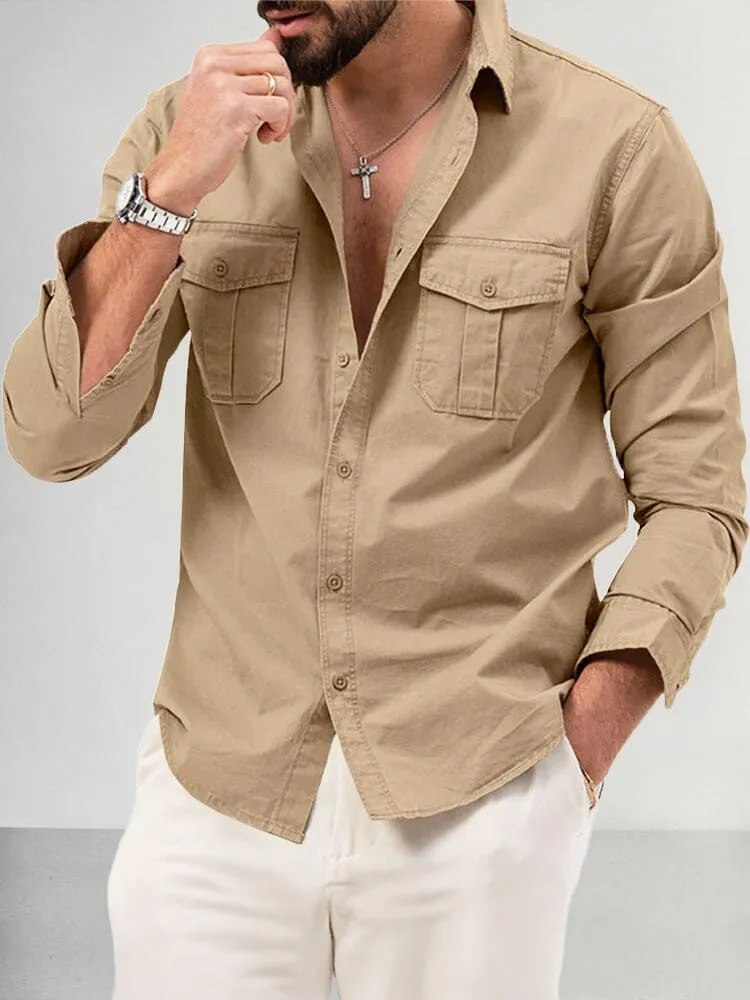 Casual Double Pockets Solid Shirt sold by Coofandy product image thumbnail 3