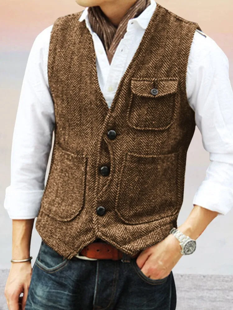 Vintage Texture Suit Vest sold by Coofandy product image thumbnail 3
