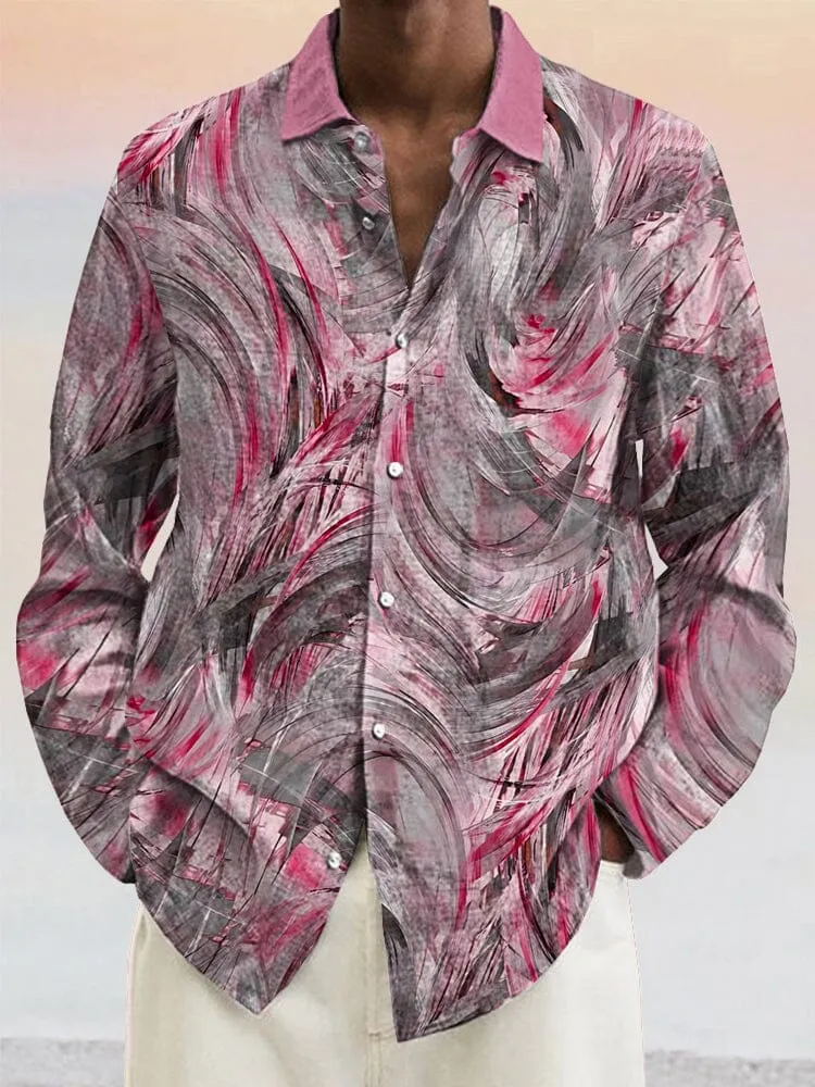 Abstract Graphic Cotton Linen Shirt sold by Coofandy product image thumbnail 3