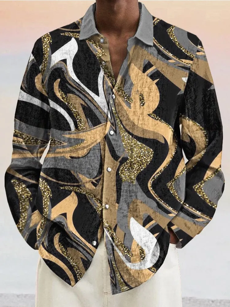 Abstract Graphic Cotton Linen Shirt sold by Coofandy product image thumbnail 5