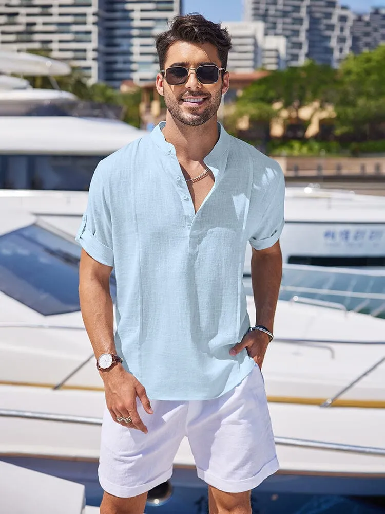 Soft Linen Blend Henley Shirt (US Only) sold by Coofandy