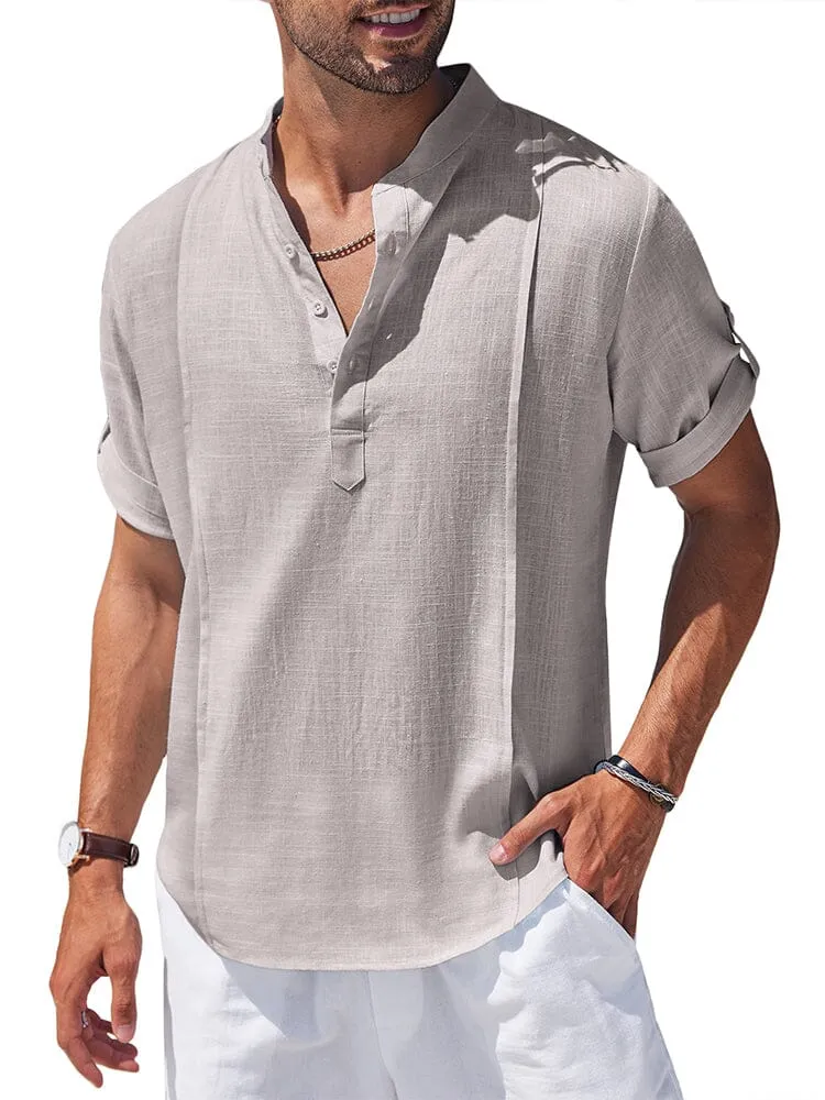 Soft Linen Blend Henley Shirt (US Only) sold by Coofandy product image thumbnail 5