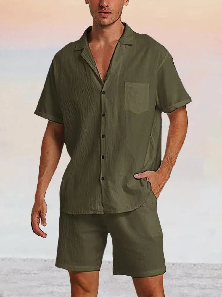 Breathable Cotton Linen Beach Shirt Set sold by Coofandy product image thumbnail 2