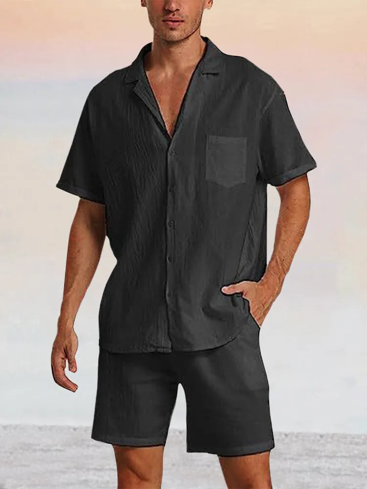 Breathable Cotton Linen Beach Shirt Set sold by Coofandy product image thumbnail 3