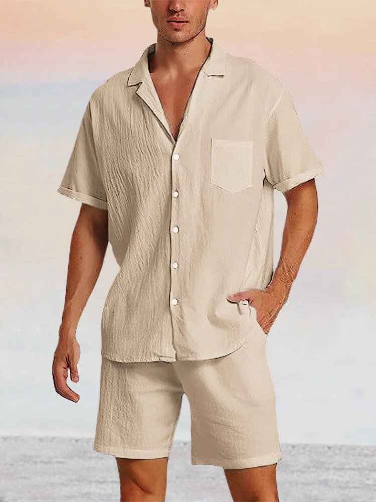 Breathable Cotton Linen Beach Shirt Set sold by Coofandy product image thumbnail 4